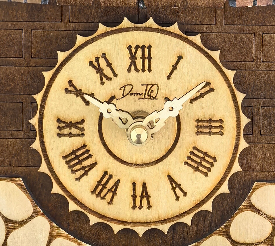 Cuckoo Clock for Wall, Handcrafted Traditional Black Forest Wooden House, Moving Beer Drinkers, Mill Wheel, Dancing Figurines, Quartz German Design, Volume Control, Auto Night Mode, Dark Walnut, 15.5"