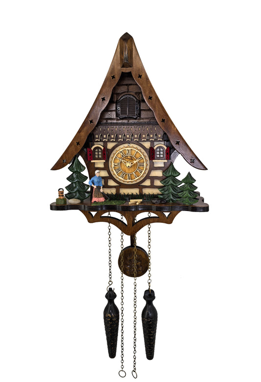 Traditional Black Forest Cuckoo Clock, Handcrafted, Farming Scene, Quartz German Design, Musical, 12 Melodies, Auto Night Off