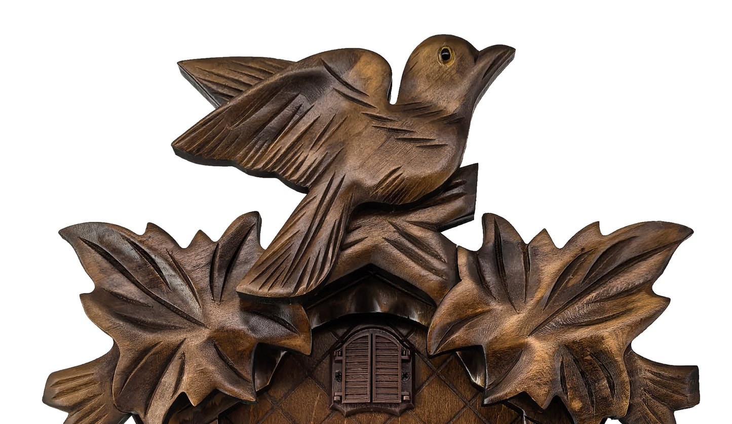 Traditional Black Forest Cuckoo Clock, Handcrafted, Dancing Figurines, Quartz German Design, Musical, 12 Melodies, Auto Night Off