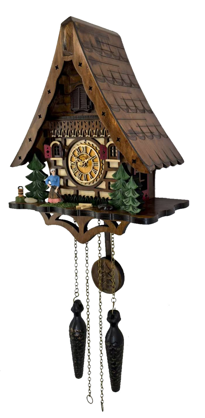 Traditional Black Forest Cuckoo Clock, Handcrafted, Farming Scene, Quartz German Design, Musical, 12 Melodies, Auto Night Off