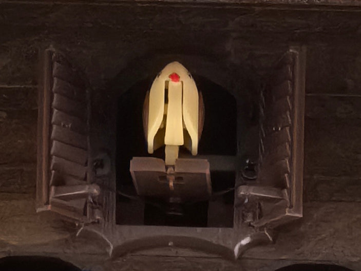 Traditional Black Forest Cuckoo Clock, Handcrafted, Moving Wood Chopper, Mill Wheel, Dancing Figurines, Quartz German Design, Volume Control, Auto Night Mode, Dark Walnut, 15.5"