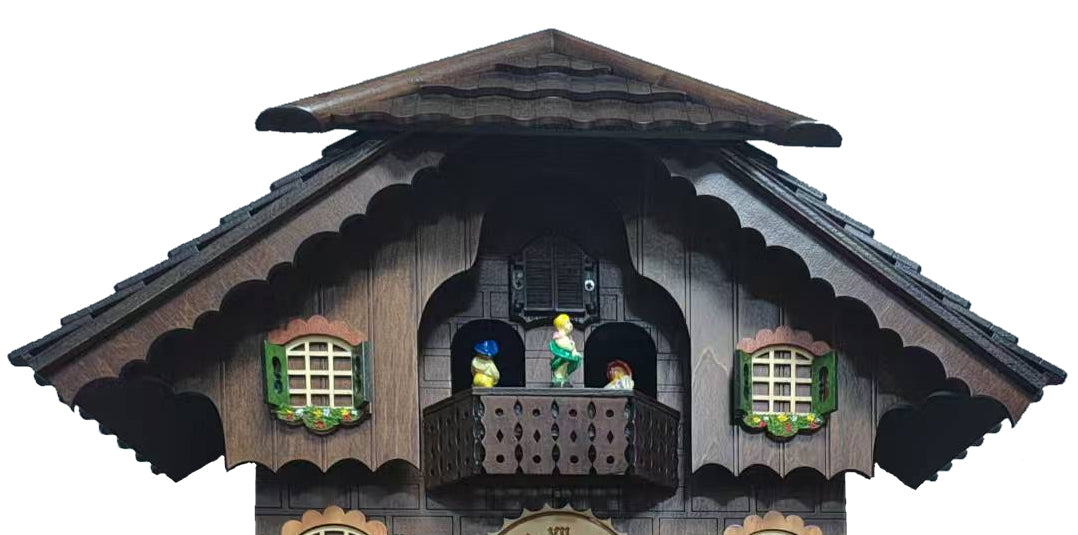 Handcrafted Black Forest Cuckoo Clock, Beer Drinkers, Quartz German Design, Musical