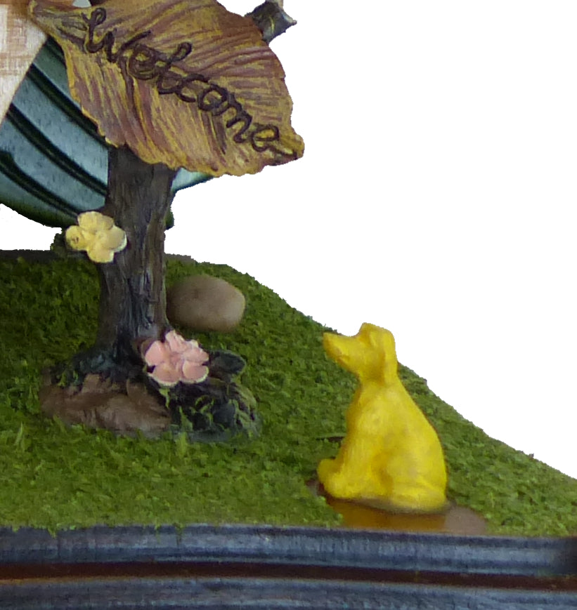 Traditional Black Forest Cuckoo Clock, Handcrafted, Dog & Family Decor, Quartz German Design, Wooden Pendulum, Volume Control, Auto Night Mode, Dark Walnut, 11.3" Height