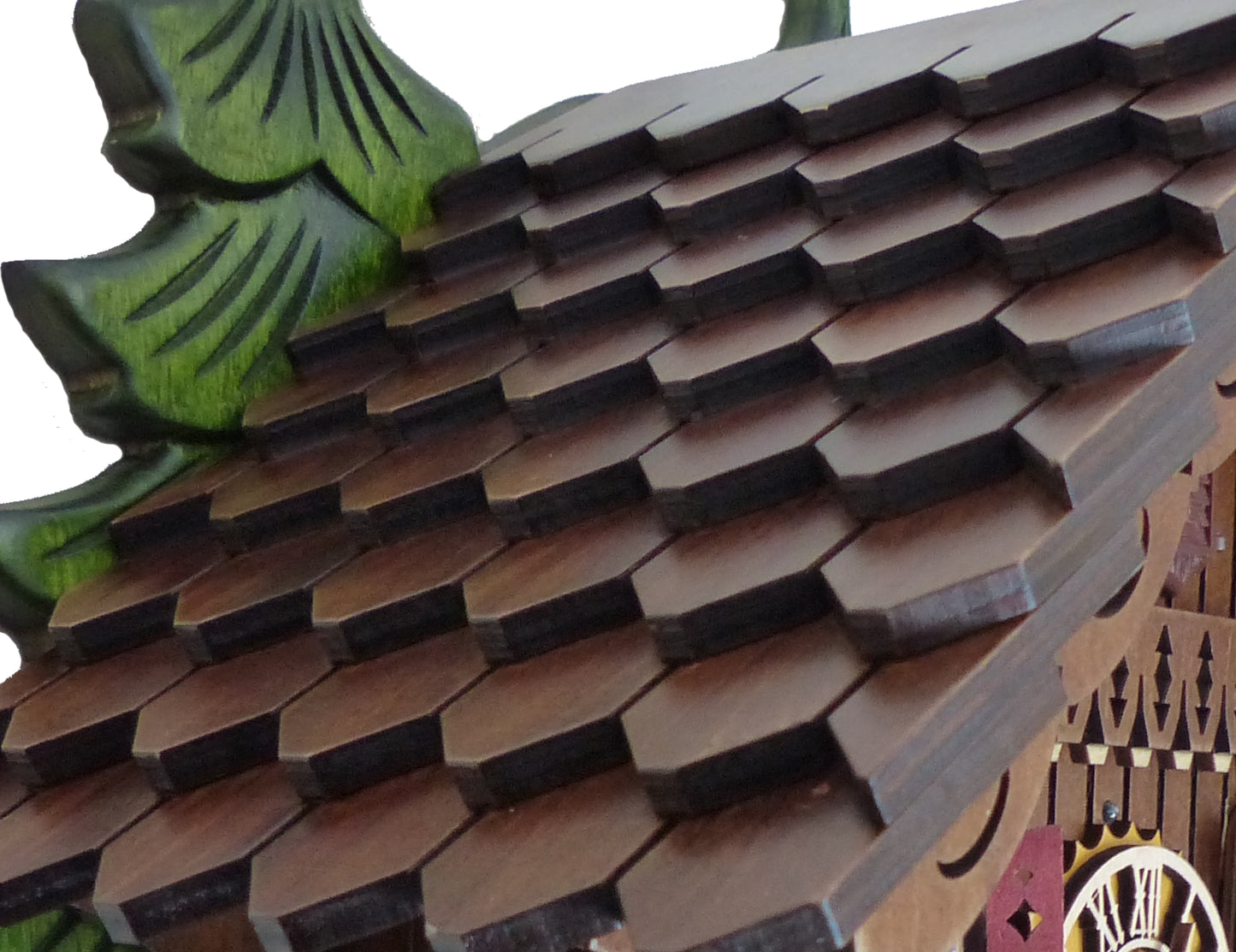 Traditional Black Forest Cuckoo Clock, Handcrafted, Dog & Family Decor, Quartz German Design, Wooden Pendulum, Volume Control, Auto Night Mode, Dark Walnut, 11.3" Height