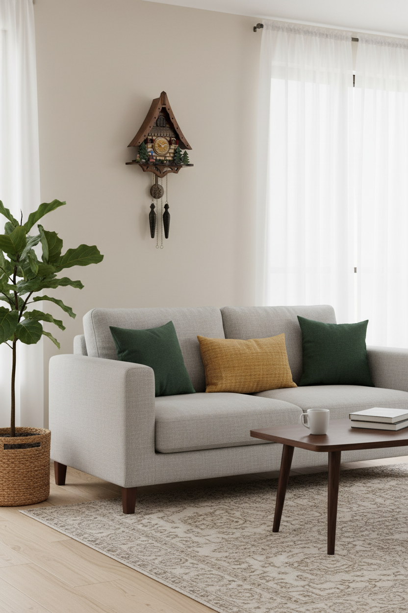 Traditional Black Forest Cuckoo Clock, Handcrafted, Farming Scene, Quartz German Design, Musical, 12 Melodies, Auto Night Off