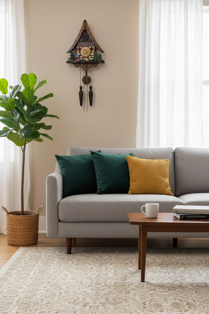 Traditional Black Forest Cuckoo Clock, Handcrafted, Farming Scene, Quartz German Design, Musical, 12 Melodies, Auto Night Off