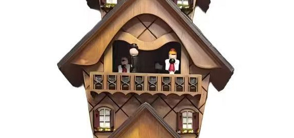 Handcrafted Black Forest Cuckoo Clock 3-Tier Beer Garden Scene Dancing Balcony Figures Quartz German Design Musical